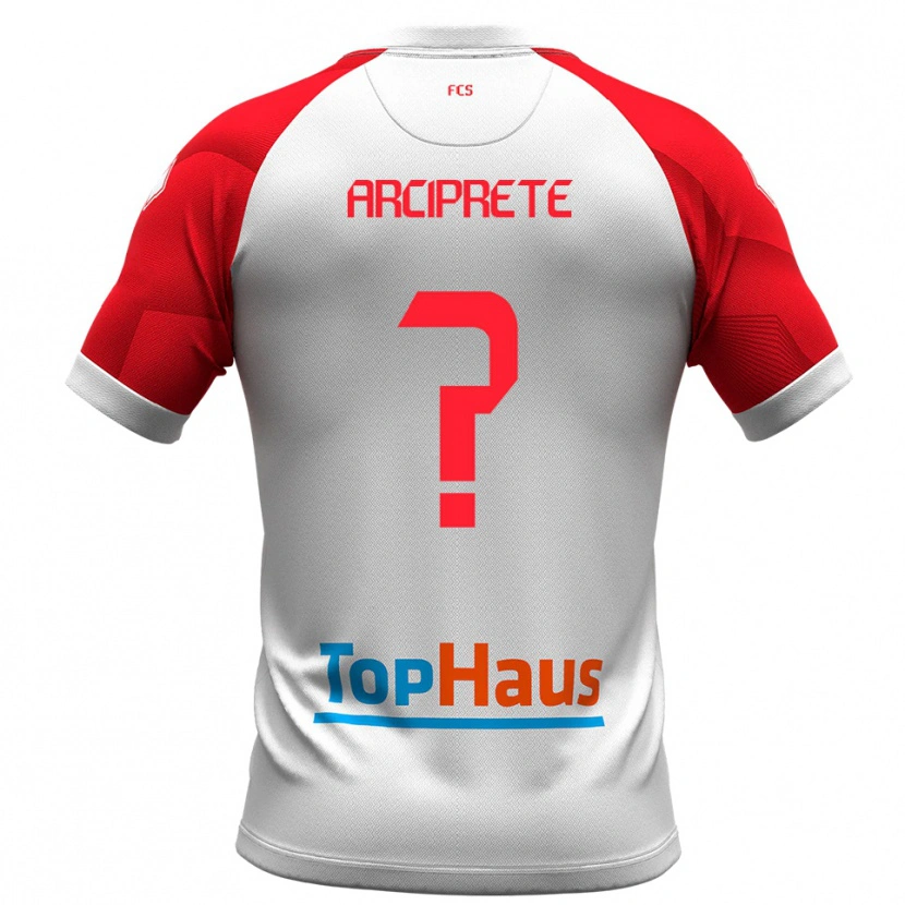 Danxen Hombre Camiseta Valerio Arciprete #0 Blanco Rojo 1ª Equipación 2025/26 La Camisa