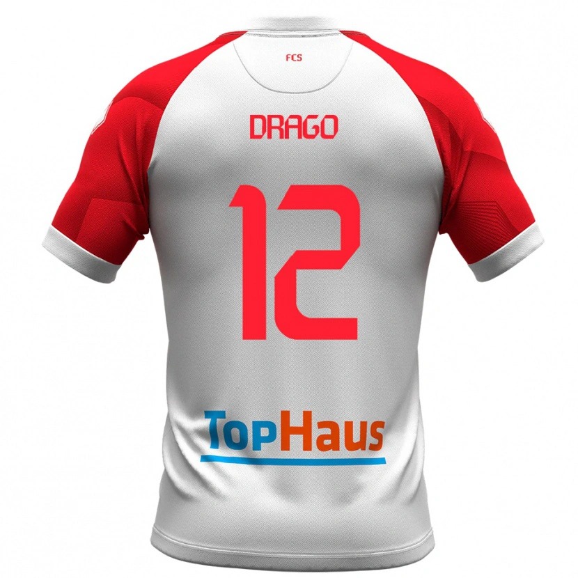 Danxen Hombre Camiseta Giacomo Drago #12 Blanco Rojo 1ª Equipación 2025/26 La Camisa