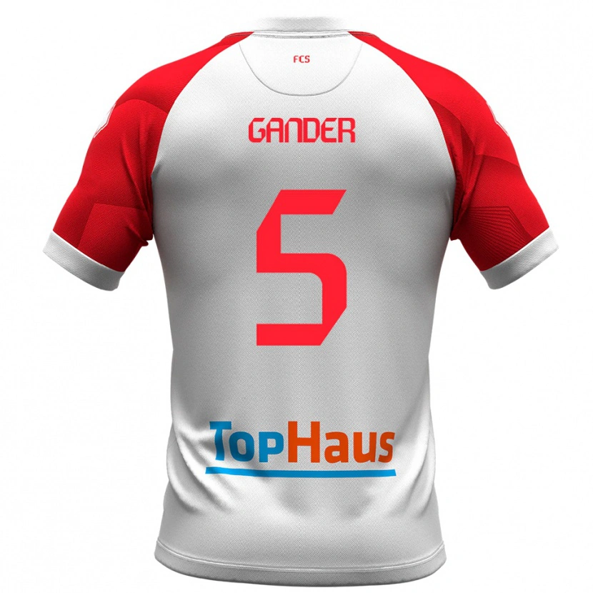 Danxen Hombre Camiseta Alexander Gander #5 Blanco Rojo 1ª Equipación 2025/26 La Camisa