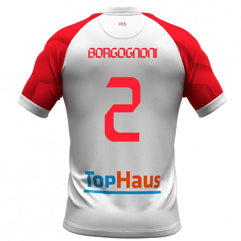 Danxen Hombre Camiseta Giovanni Borgognoni #2 Blanco Rojo 1ª Equipación 2025/26 La Camisa