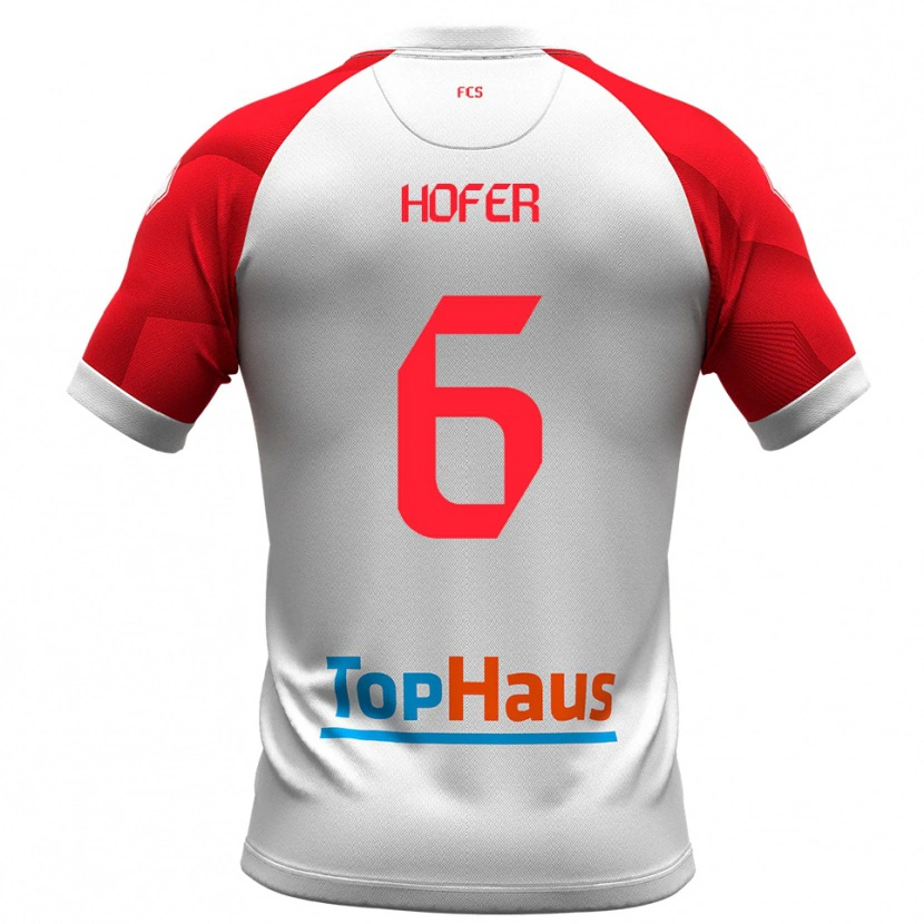 Danxen Hombre Camiseta Patrik Hofer #6 Blanco Rojo 1ª Equipación 2025/26 La Camisa