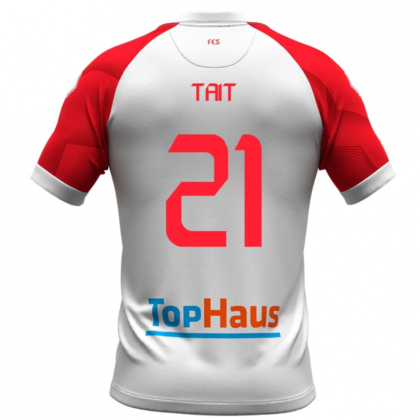 Danxen Hombre Camiseta Fabian Tait #21 Blanco Rojo 1ª Equipación 2025/26 La Camisa