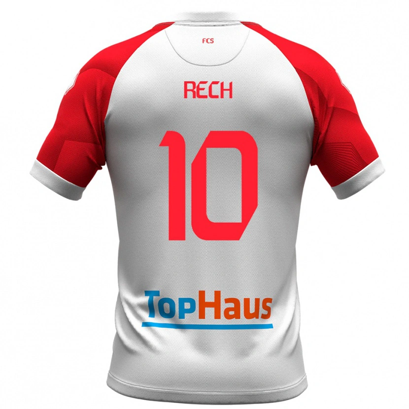 Danxen Hombre Camiseta Francesco Rech #10 Blanco Rojo 1ª Equipación 2025/26 La Camisa
