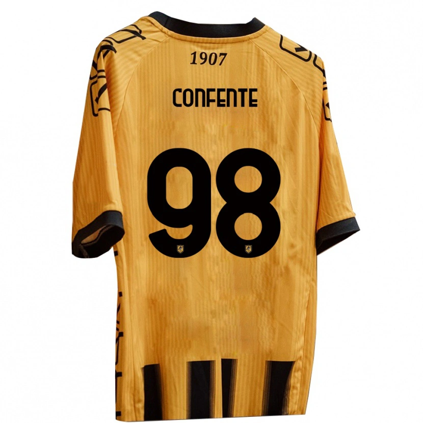 Danxen Hombre Camiseta Alessandro Confente #98 Amarillo Negro 1ª Equipación 2025/26 La Camisa