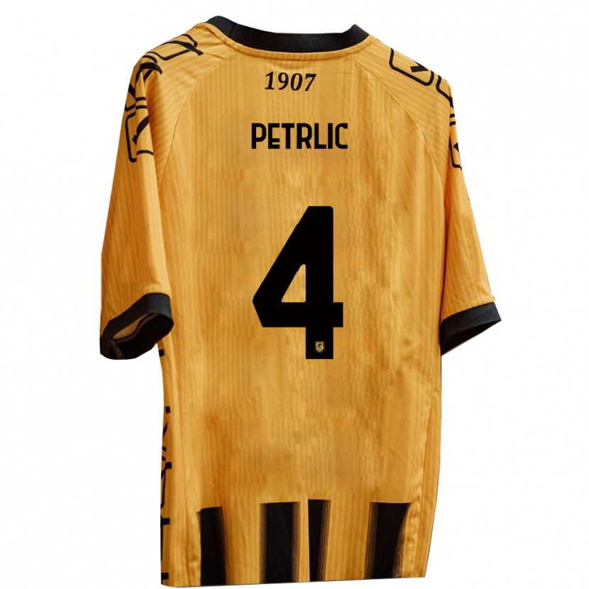 Danxen Hombre Camiseta Vincenzo Petrlic #4 Amarillo Negro 1ª Equipación 2025/26 La Camisa