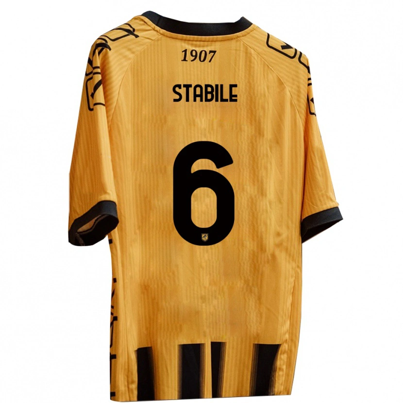 Danxen Hombre Camiseta Giacomo Stabile #6 Amarillo Negro 1ª Equipación 2025/26 La Camisa
