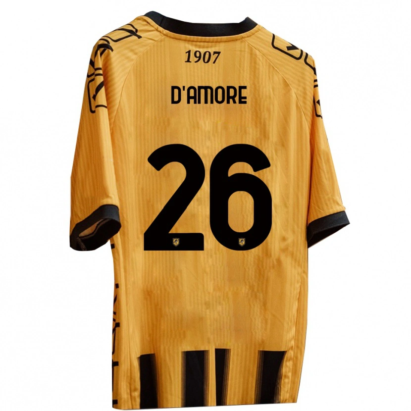Danxen Hombre Camiseta Francesco D'amore #26 Amarillo Negro 1ª Equipación 2025/26 La Camisa