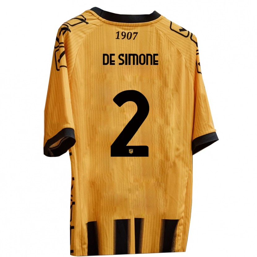 Danxen Hombre Camiseta Marco De Simone #2 Amarillo Negro 1ª Equipación 2025/26 La Camisa