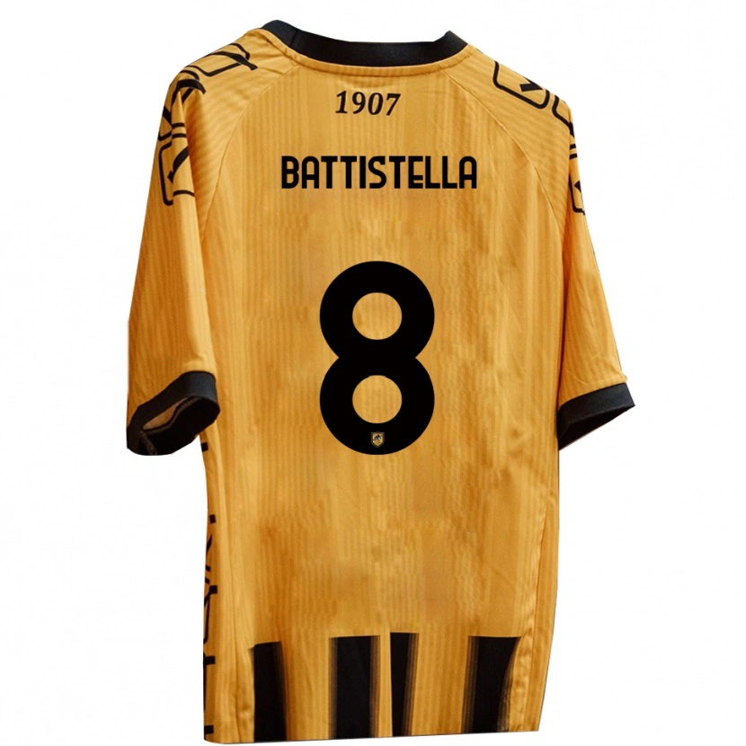 Danxen Hombre Camiseta Thomas Battistella #8 Amarillo Negro 1ª Equipación 2025/26 La Camisa