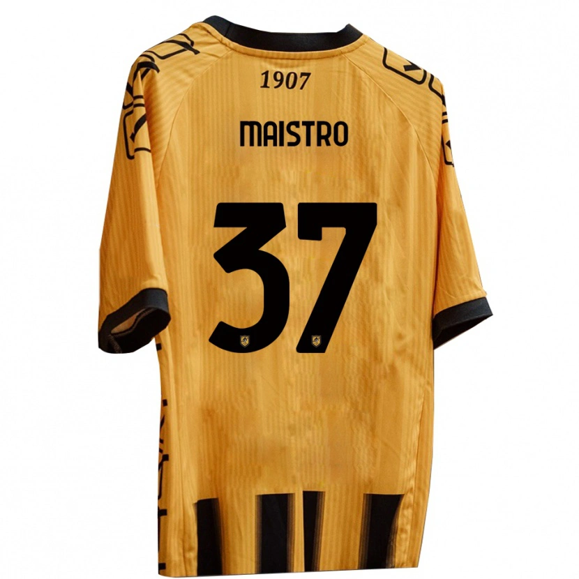 Danxen Hombre Camiseta Fabio Maistro #37 Amarillo Negro 1ª Equipación 2025/26 La Camisa
