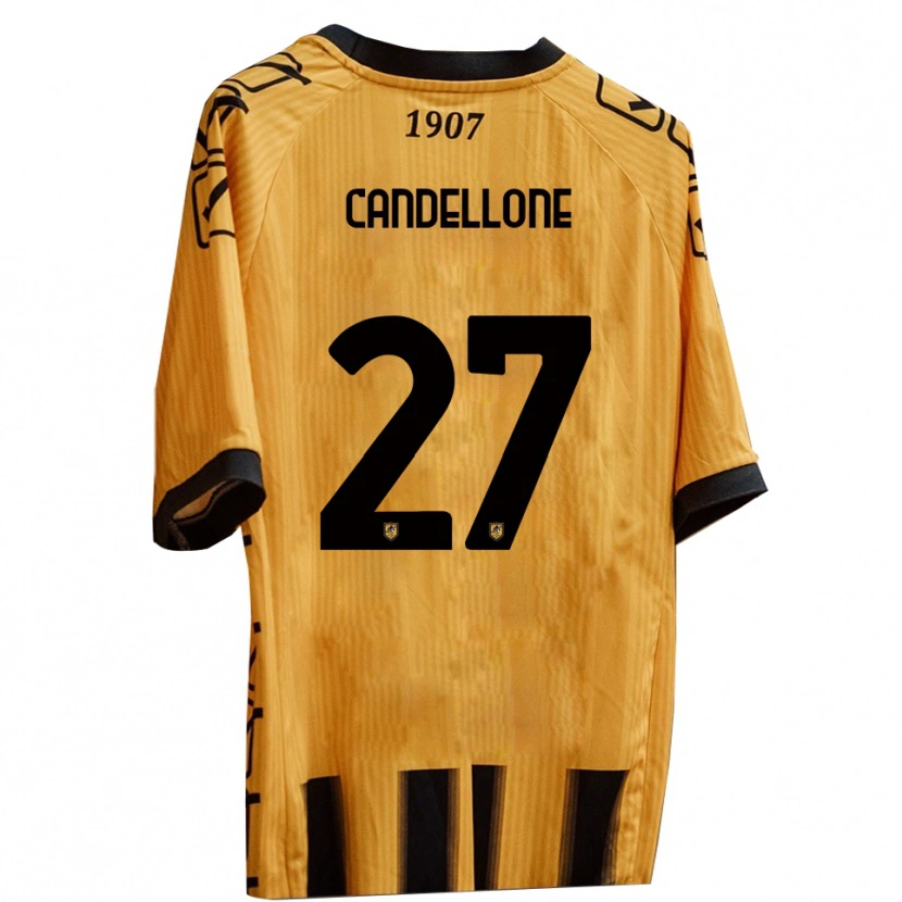 Danxen Hombre Camiseta Leonardo Candellone #27 Amarillo Negro 1ª Equipación 2025/26 La Camisa