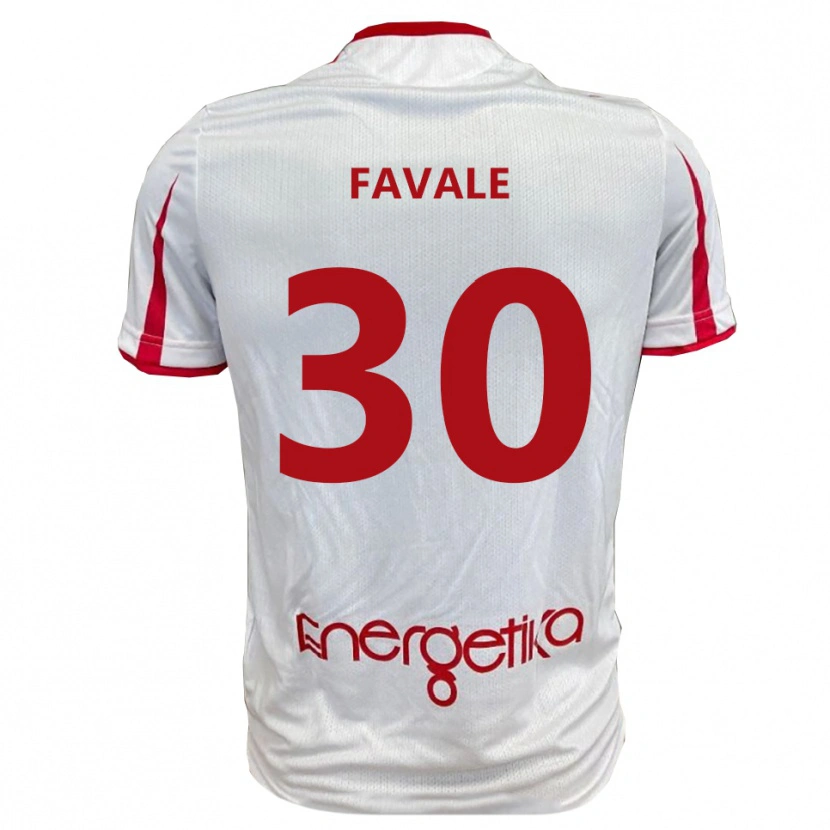 Danxen Hombre Camiseta Giulio Favale #30 Blanco Rojo 1ª Equipación 2025/26 La Camisa