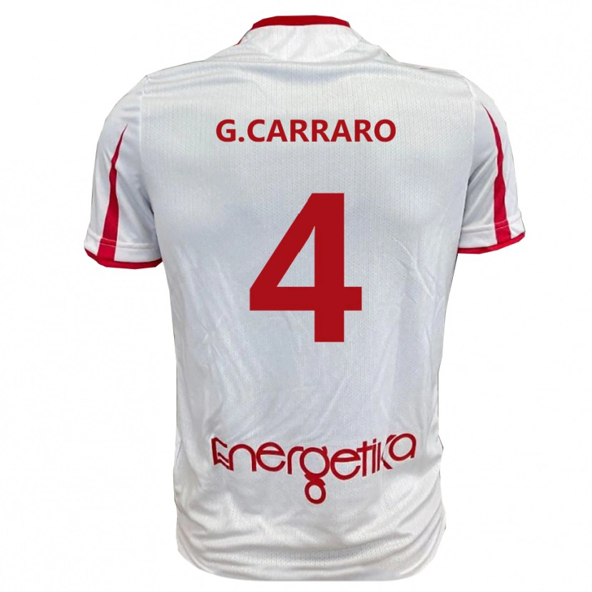 Danxen Hombre Camiseta Giulio Carraro #4 Blanco Rojo 1ª Equipación 2025/26 La Camisa