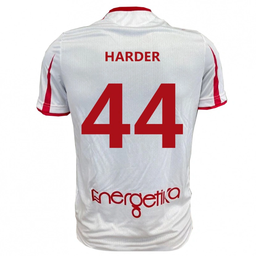 Danxen Hombre Camiseta Jonas Harder #44 Blanco Rojo 1ª Equipación 2025/26 La Camisa