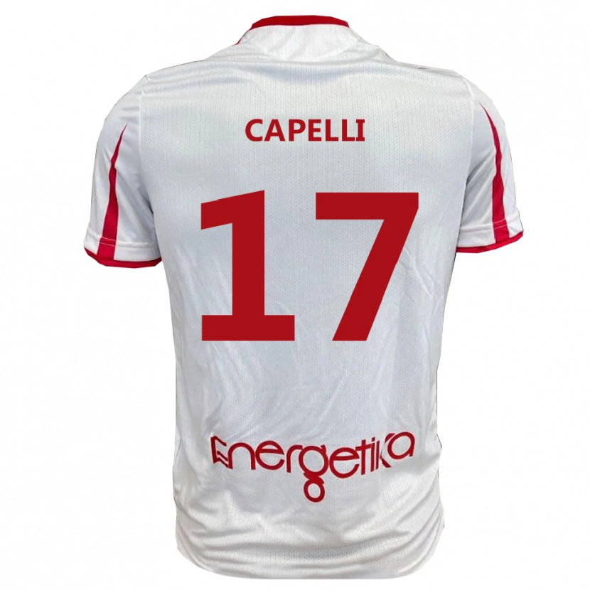 Danxen Hombre Camiseta Alessandro Capelli #17 Blanco Rojo 1ª Equipación 2025/26 La Camisa