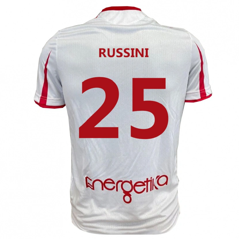 Danxen Hombre Camiseta Simone Russini #25 Blanco Rojo 1ª Equipación 2025/26 La Camisa