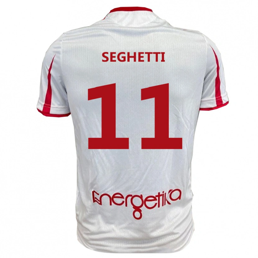 Danxen Hombre Camiseta Alessandro Seghetti #11 Blanco Rojo 1ª Equipación 2025/26 La Camisa