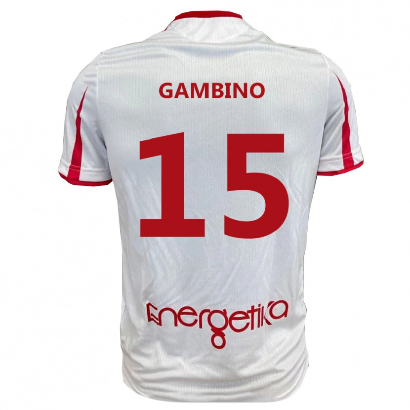Danxen Hombre Camiseta Christian Gambino #15 Blanco Rojo 1ª Equipación 2025/26 La Camisa