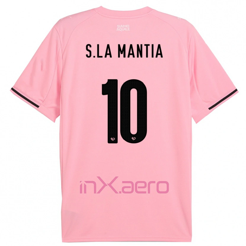 Danxen Hombre Camiseta Samuele La Mantia #10 Rosa Negro 1ª Equipación 2025/26 La Camisa