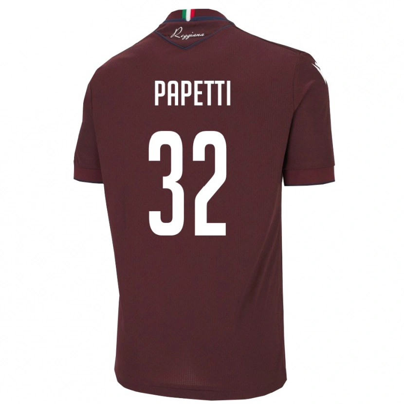 Danxen Hombre Camiseta Andrea Papetti #32 Borgoña Blanco 1ª Equipación 2025/26 La Camisa