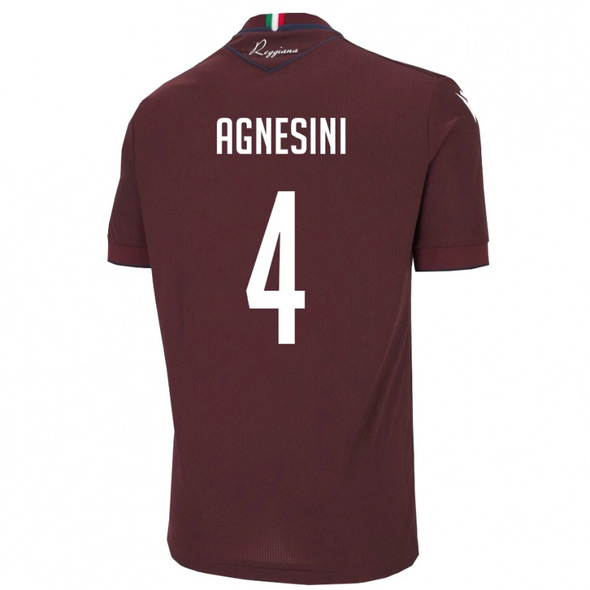Danxen Hombre Camiseta Alessandro Agnesini #4 Borgoña Blanco 1ª Equipación 2025/26 La Camisa