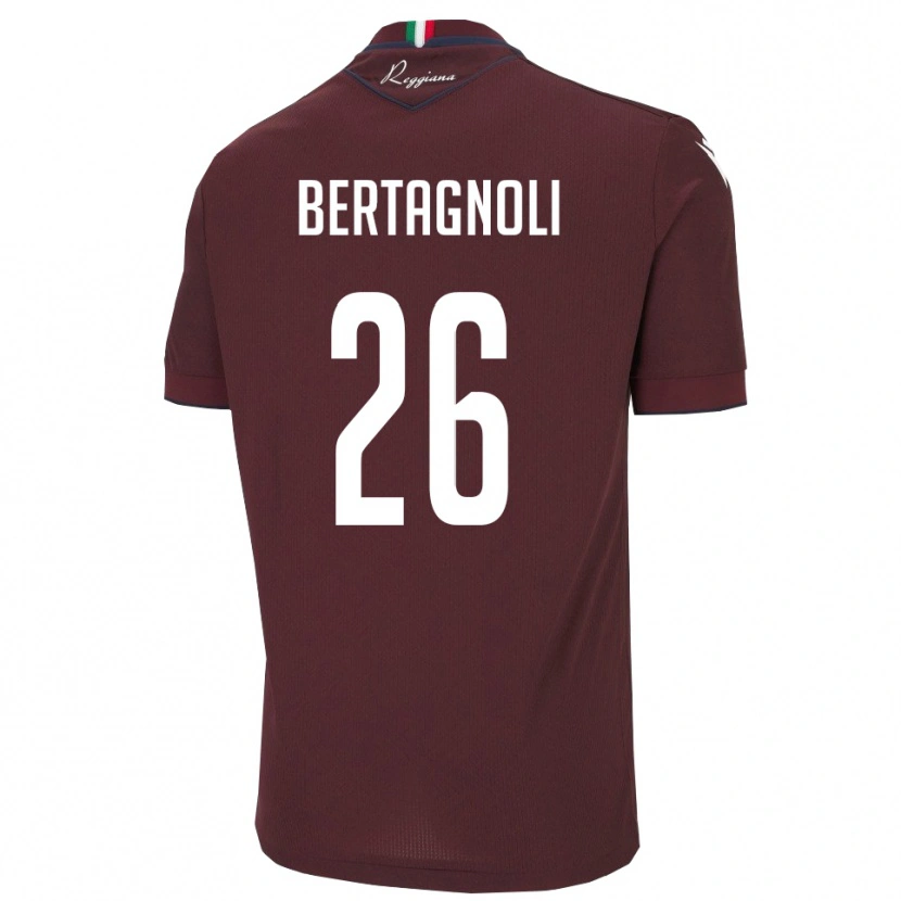 Danxen Hombre Camiseta Massimo Bertagnoli #26 Borgoña Blanco 1ª Equipación 2025/26 La Camisa