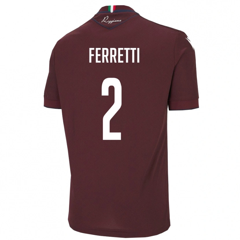 Danxen Hombre Camiseta Nicolò Ferretti #2 Borgoña Blanco 1ª Equipación 2025/26 La Camisa