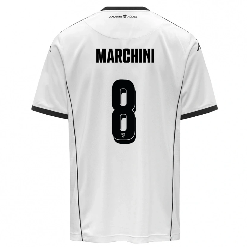 Danxen Hombre Camiseta Mattia Marchini #8 Blanco Negro 1ª Equipación 2025/26 La Camisa