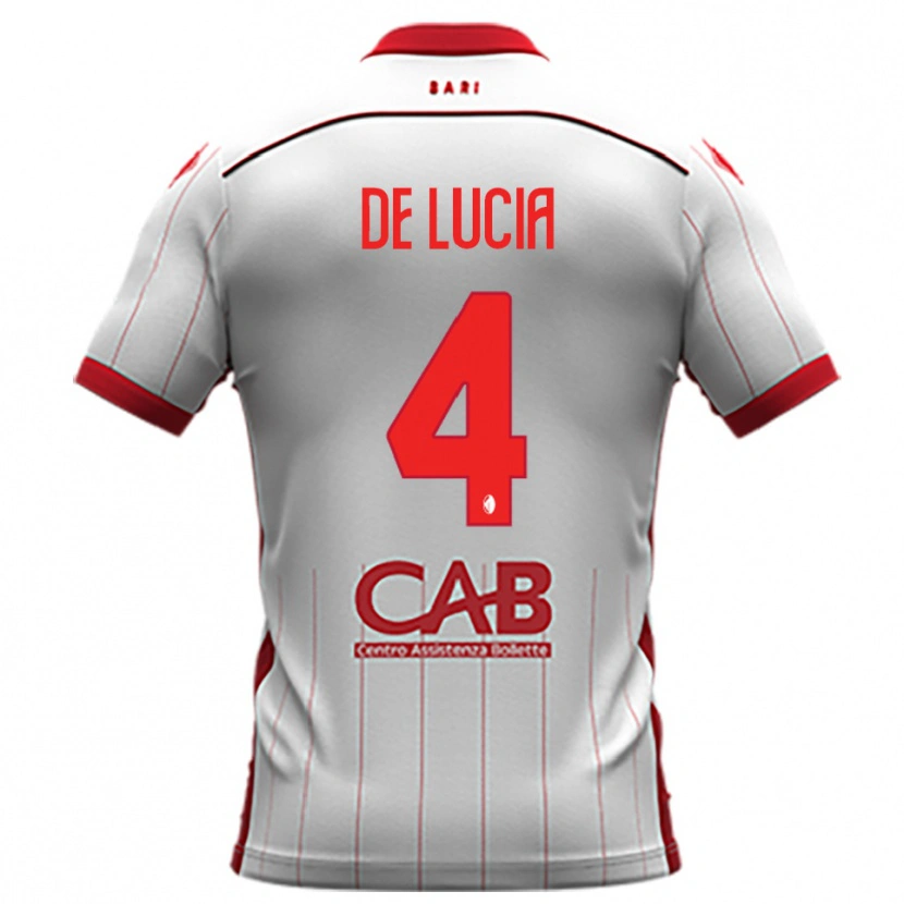 Danxen Hombre Camiseta Mattia De Lucia #4 Blanco Rojo 1ª Equipación 2025/26 La Camisa