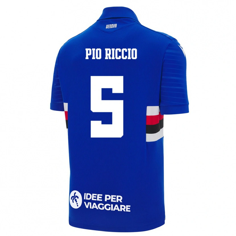 Danxen Hombre Camiseta Alessandro Pio Riccio #5 Azul Blanco 1ª Equipación 2025/26 La Camisa