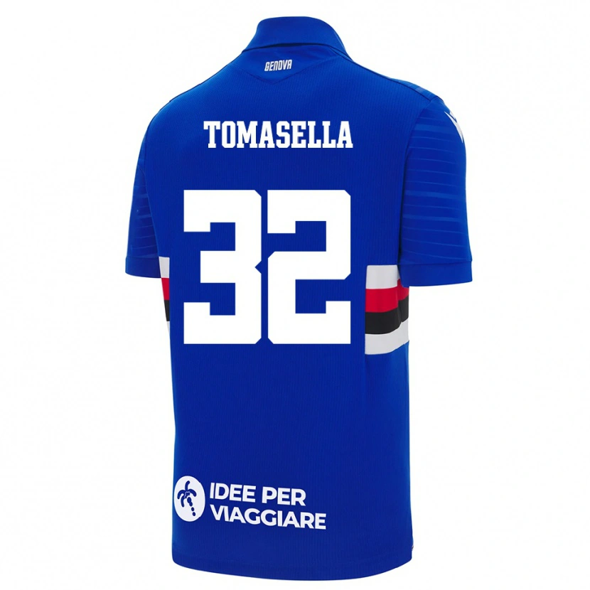 Danxen Hombre Camiseta Mattia Tomasella #32 Azul Blanco 1ª Equipación 2025/26 La Camisa