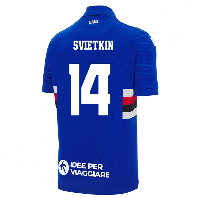 Danxen Hombre Camiseta Tomas Svietkin #14 Azul Blanco 1ª Equipación 2025/26 La Camisa