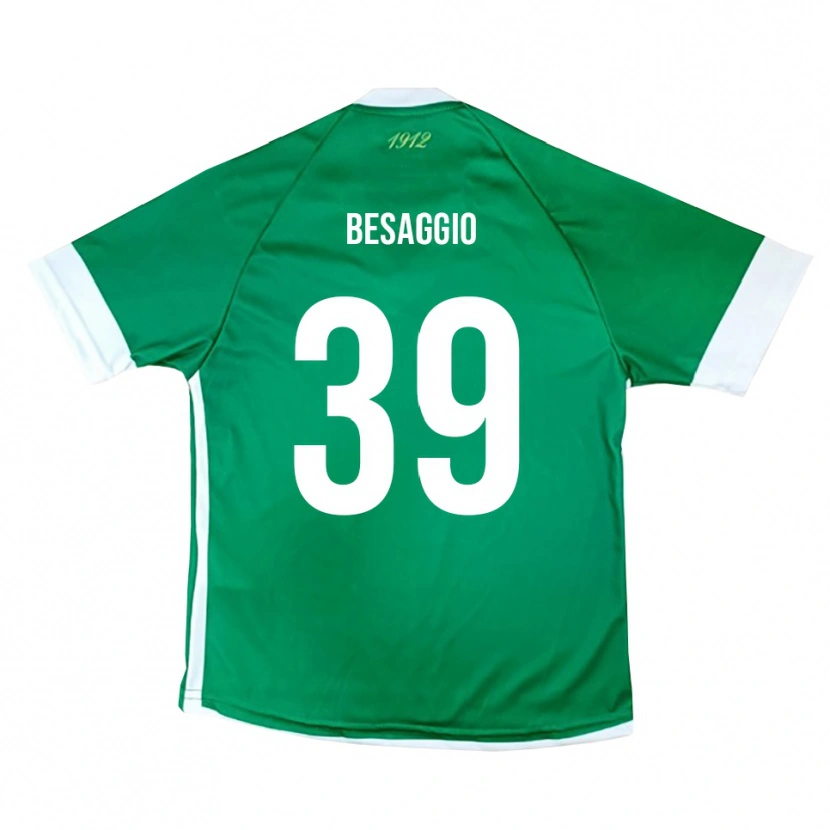 Danxen Hombre Camiseta Michele Besaggio #39 Verde Blanco 1ª Equipación 2025/26 La Camisa