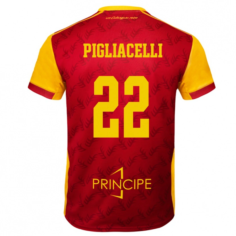 Danxen Hombre Camiseta Mirko Pigliacelli #22 Amarillo Rojo 1ª Equipación 2025/26 La Camisa