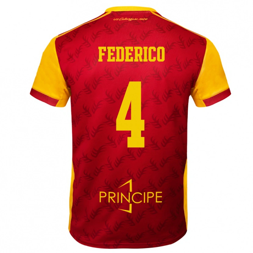 Danxen Hombre Camiseta Giuseppe Federico #4 Amarillo Rojo 1ª Equipación 2025/26 La Camisa