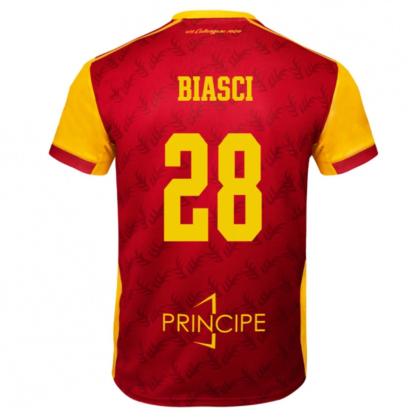 Danxen Hombre Camiseta Tommaso Biasci #28 Amarillo Rojo 1ª Equipación 2025/26 La Camisa