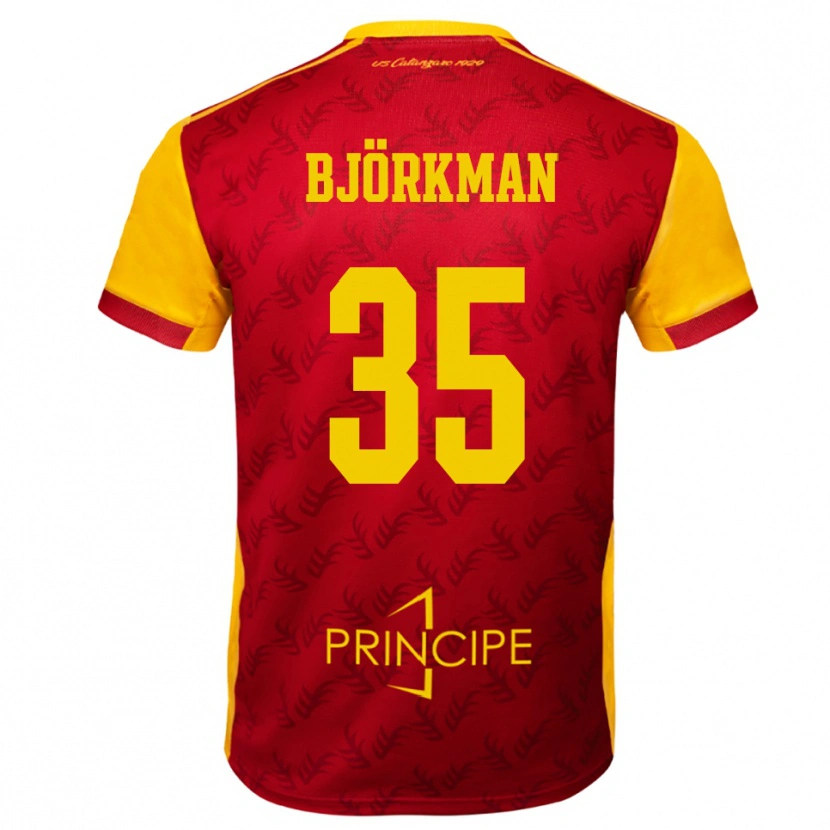 Danxen Hombre Camiseta Robin Björkman #35 Amarillo Rojo 1ª Equipación 2025/26 La Camisa