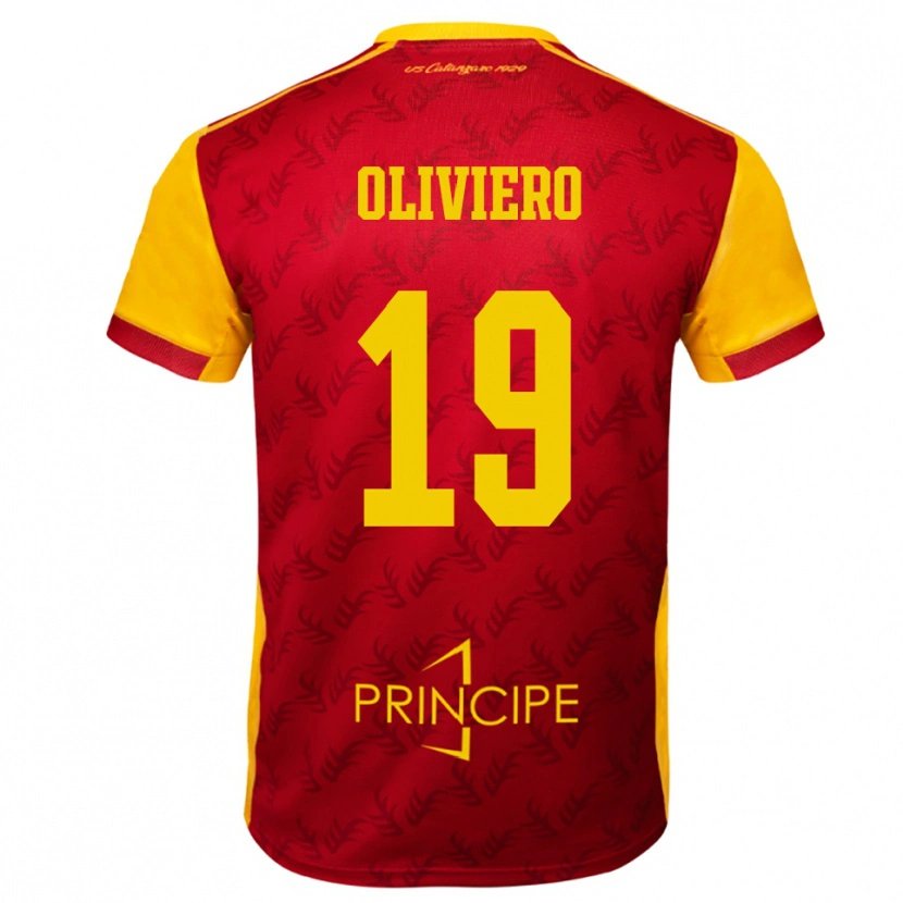 Danxen Hombre Camiseta Andrea Oliviero #19 Amarillo Rojo 1ª Equipación 2025/26 La Camisa