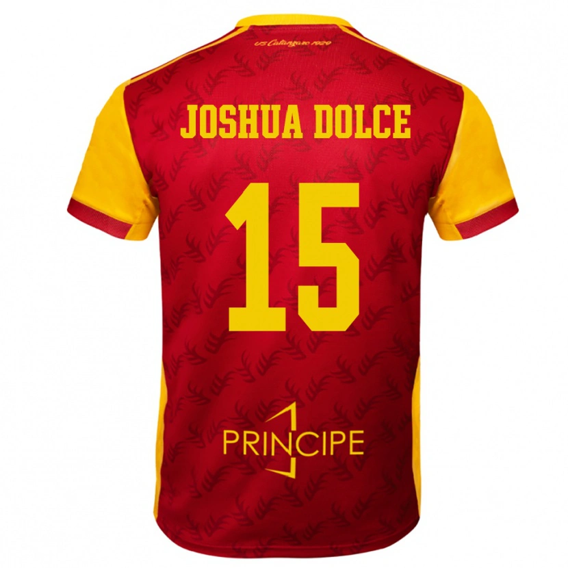 Danxen Hombre Camiseta Dave Joshua Dolce #15 Amarillo Rojo 1ª Equipación 2025/26 La Camisa