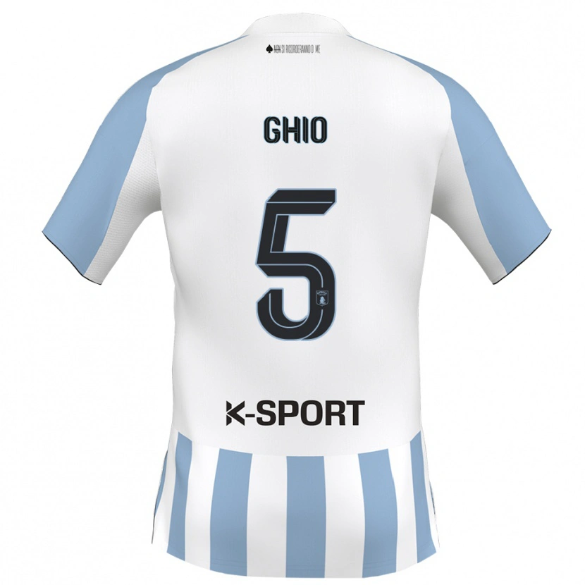 Danxen Hombre Camiseta Umberto Ghio #5 Blanco Azul Cielo 1ª Equipación 2025/26 La Camisa