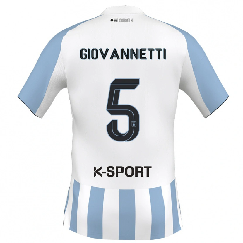 Danxen Hombre Camiseta Elia Giovannetti #5 Blanco Azul Cielo 1ª Equipación 2025/26 La Camisa