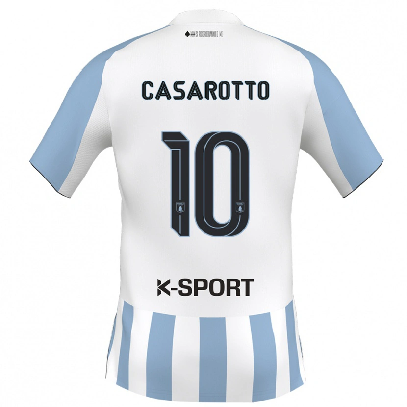 Danxen Hombre Camiseta Matteo Casarotto #10 Blanco Azul Cielo 1ª Equipación 2025/26 La Camisa