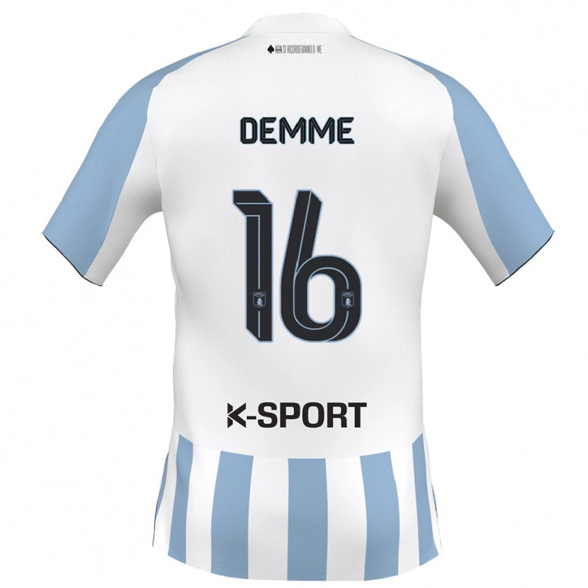 Danxen Hombre Camiseta Maurizio Demme #16 Blanco Azul Cielo 1ª Equipación 2025/26 La Camisa
