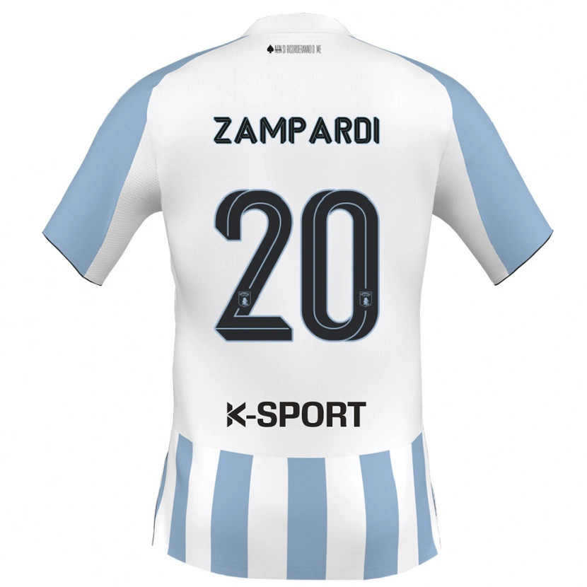 Danxen Hombre Camiseta Gabriele Zampardi #20 Blanco Azul Cielo 1ª Equipación 2025/26 La Camisa