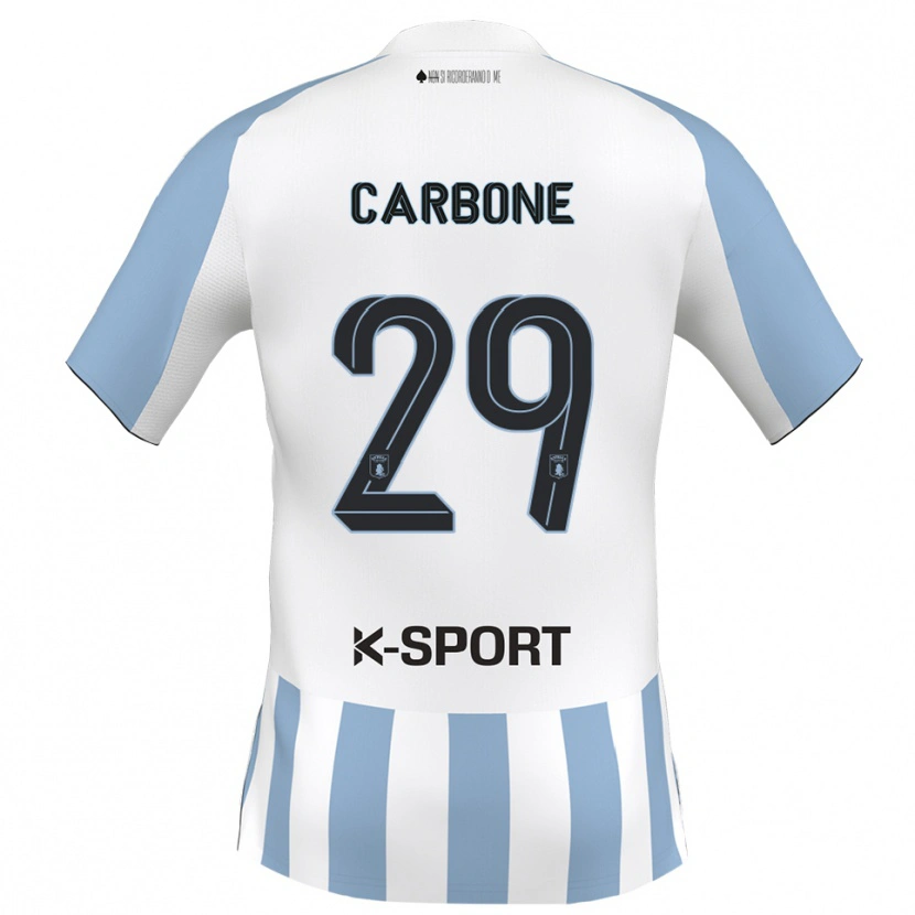 Danxen Hombre Camiseta Matteo Carbone #29 Blanco Azul Cielo 1ª Equipación 2025/26 La Camisa