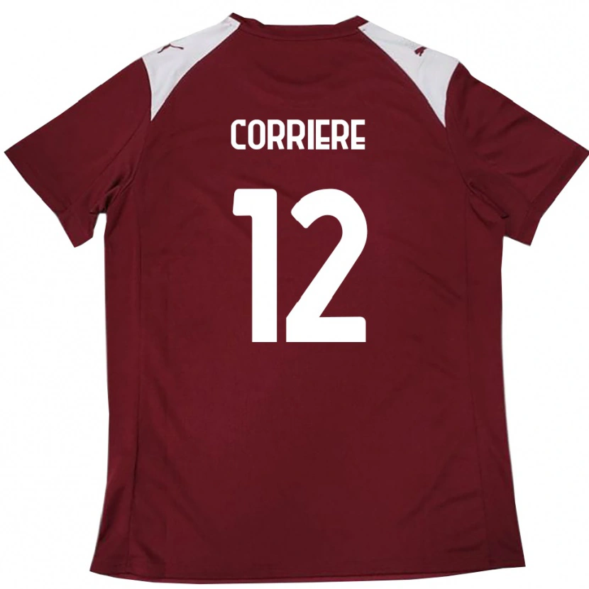 Danxen Hombre Camiseta Francesco Corriere #12 Borgoña Blanco 1ª Equipación 2025/26 La Camisa
