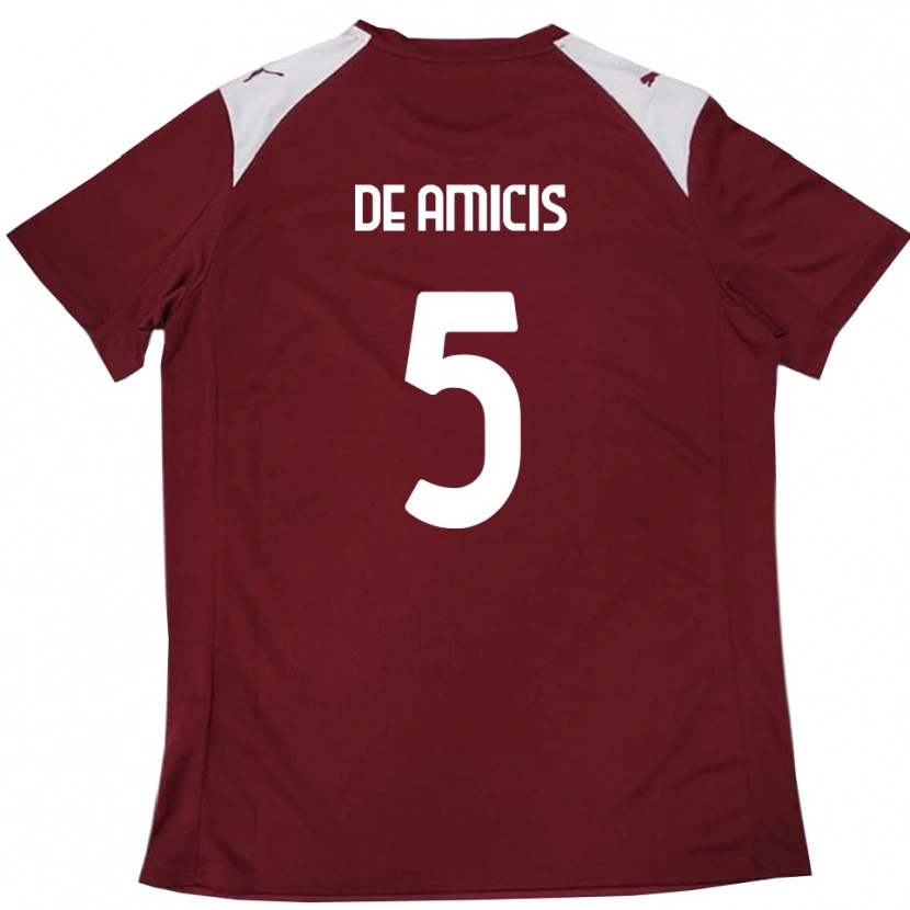 Danxen Hombre Camiseta Christian De Amicis #5 Borgoña Blanco 1ª Equipación 2025/26 La Camisa