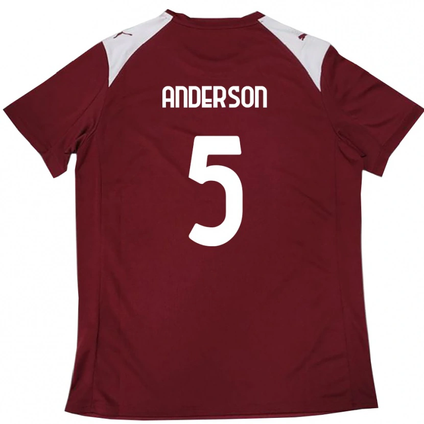 Danxen Hombre Camiseta Marcus Anderson #5 Borgoña Blanco 1ª Equipación 2025/26 La Camisa