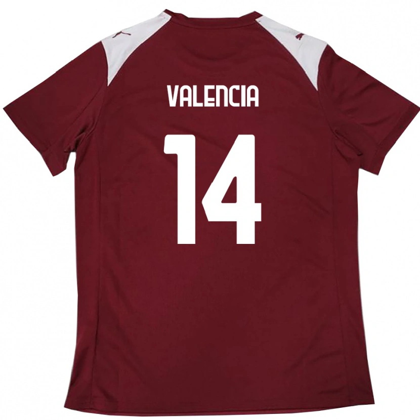 Danxen Hombre Camiseta Diego Valencia #14 Borgoña Blanco 1ª Equipación 2025/26 La Camisa