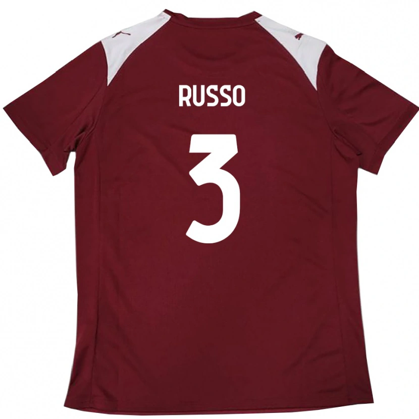 Danxen Hombre Camiseta Mattia Russo #3 Borgoña Blanco 1ª Equipación 2025/26 La Camisa